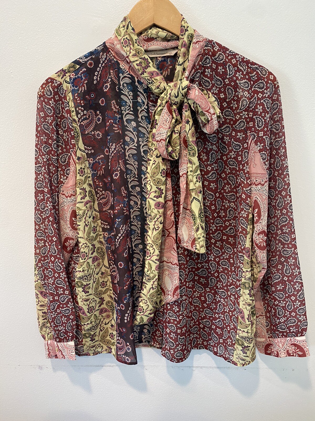 Soft Surroundings Langdon Paisley Patchwork Blous… - image 1