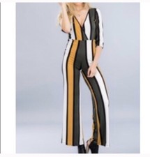 US Seller New Stripe Multi-Color Jumpsuit