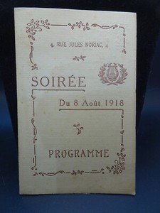 Antique 1918 Program in French Printed in Limoges France