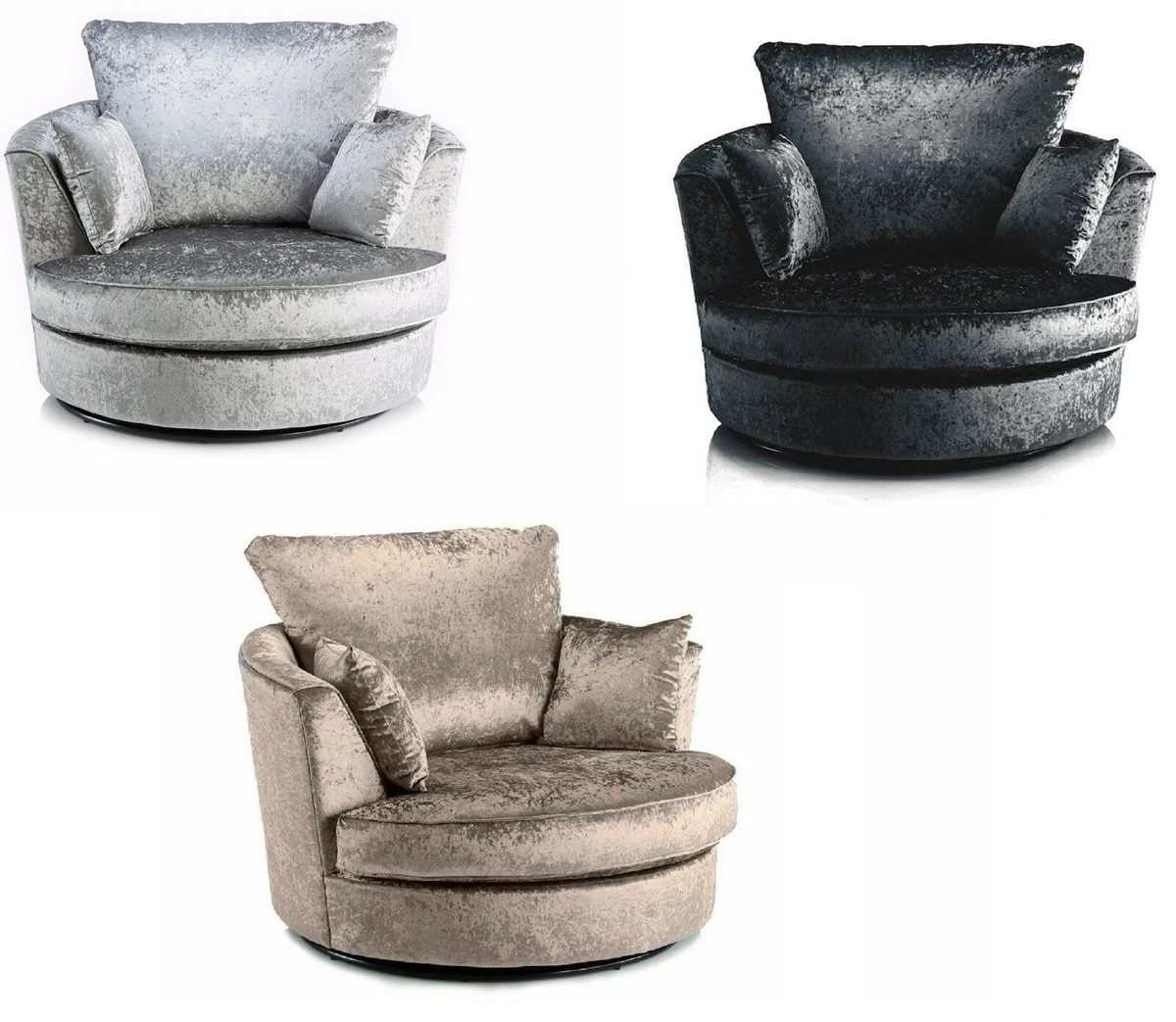 Crushed velvet swivel deals chair
