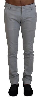 ENTRE AMIS Hose hellgrau Baumwolle Stretch Skinny Freizeithose IT44/W30 250usd
