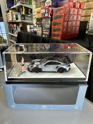 PORSCHE 992 GT3 RS BLUEISH WITH FEMALE FIGURE 1/64 DIECAST CAR BY TIME MICRO TM