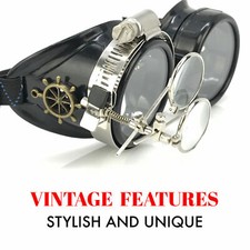 Steampunk goggles glasses vintage cyber goth punk motorcycle biker sunglasses