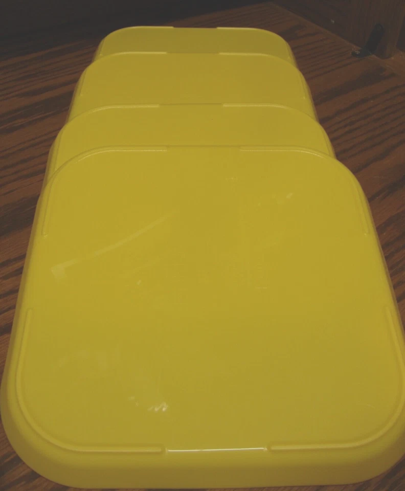 4pc IKEA  Bright Yellow Dinner Plates 9.5x9.5-Plastic Summer Picnic Poolside 986 - Image 4 of 4