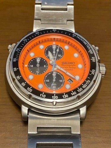 SEIKO ITALIAN TUNA CHRONOGRAPH ORANGE Y187-7A30 F/S from JAPAN by FedEx |  eBay