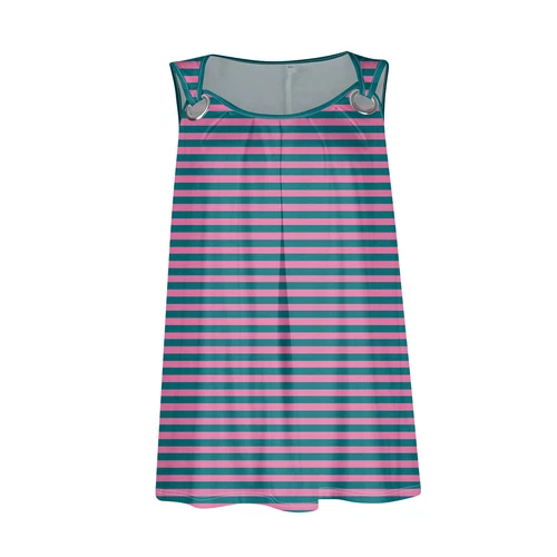 Summer Womens Tank Tops Casual Flowy Ladies Sleeveless Pleated Striped Tunics - Bild 12 von 24