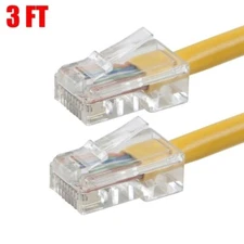 3 Pack 3FT Cat5e Ethernet Patch Cables RJ45 LAN Network Cord Yellow UTP