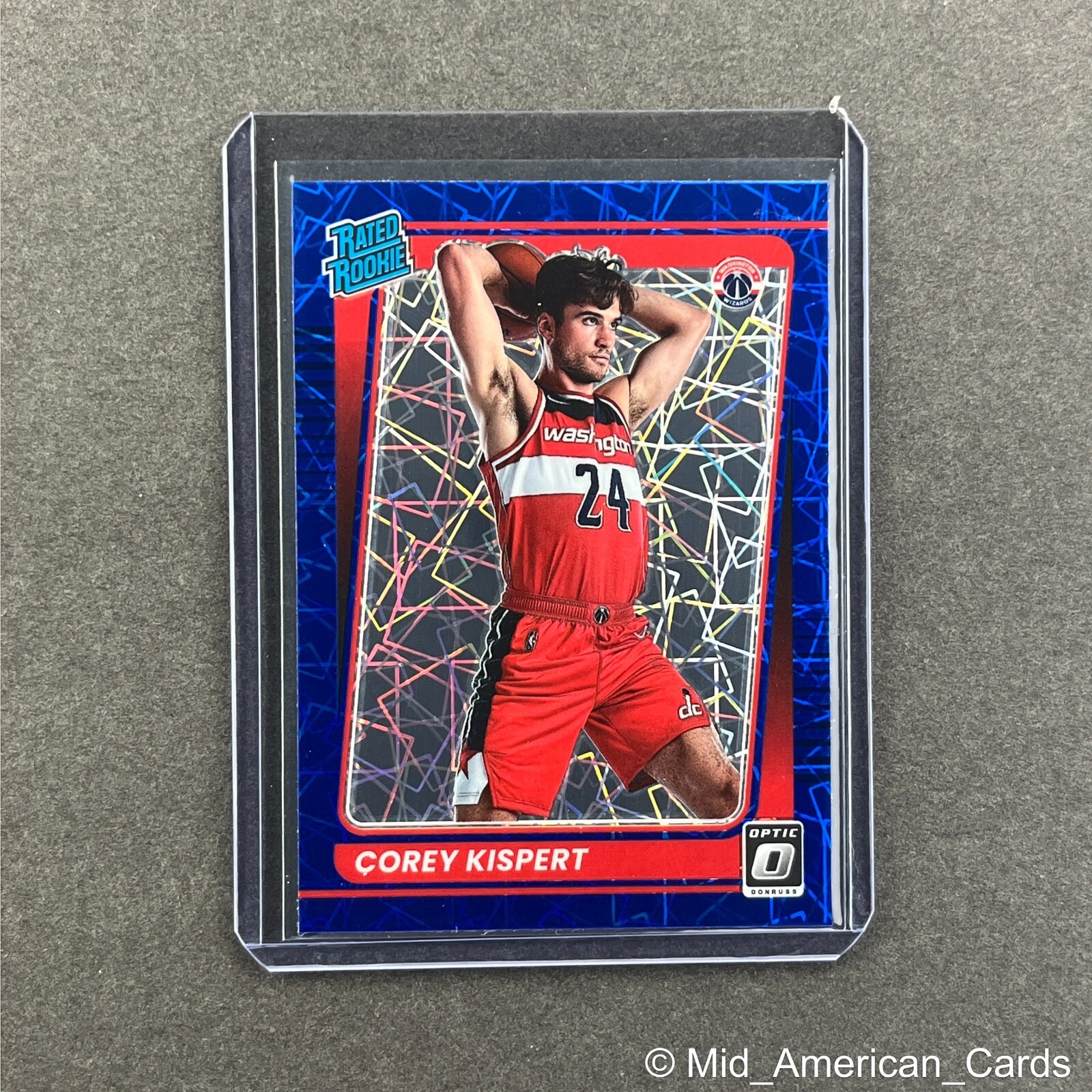 2021-22 Donruss Optic Corey Kispert Rated Rookie Blue Velocity #183 Wizards (RC)