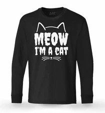 S4E Men's Meow I'm A Cat Long Sleeve Funny Halloween Cat Mom Shirts