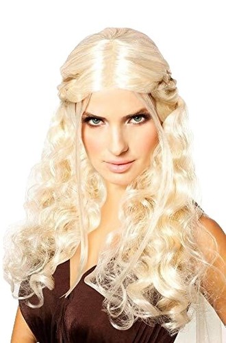 WIG ME UP Perücke Damen – UK Flagge Union Jack, Lange Locken In Blau-weiß-rot Für Karneval & Party