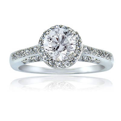 925 Silver 2ct White Topaz Round Ring, Size 6