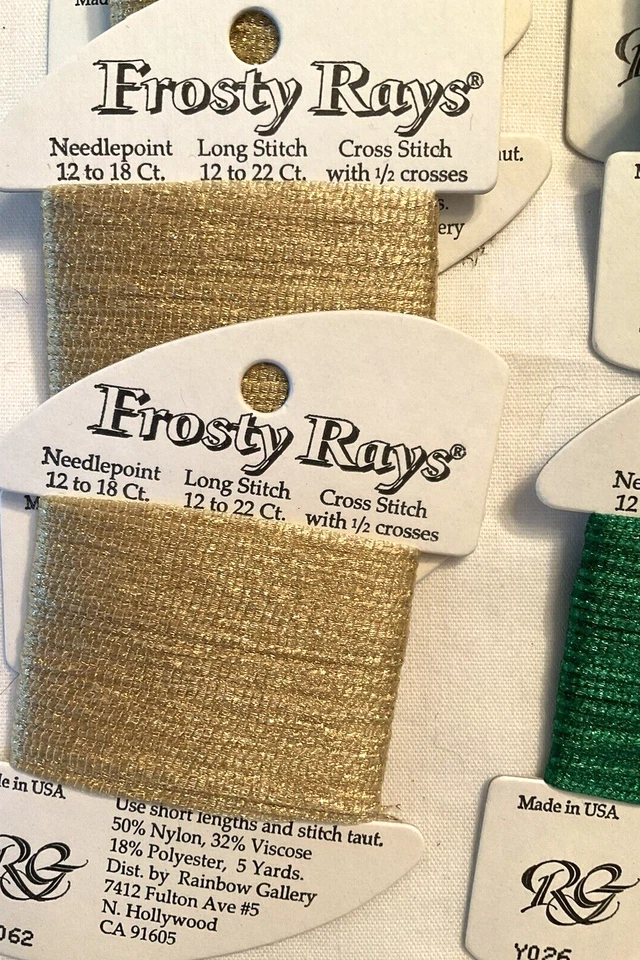Rainbow Gallery Thread Frosty Rays Lot of 8 Four Colors Greens and Golds 5 Yds - Image 3 of 4