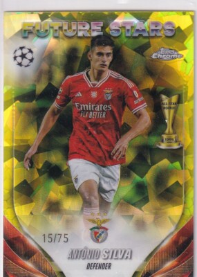 Topps 2024 Champions League Chrome No. 123 Antonio Silva Future Gold Ice 15/75