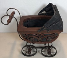 Wicker Ratan Baby Doll Carriage Buggy Stroller Home Decor