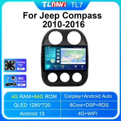 For Jeep Compass 2010-2016 CarPlay Car Stereo Radio GPS Multimedia Player Screen