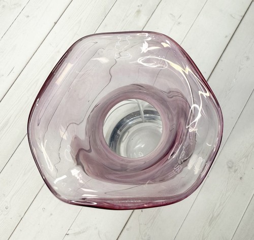 Lenox Vase Amethyst Etched Crystal Glass Petite Floral Ruffled Edge Cut to Clear - Picture 6 of 7