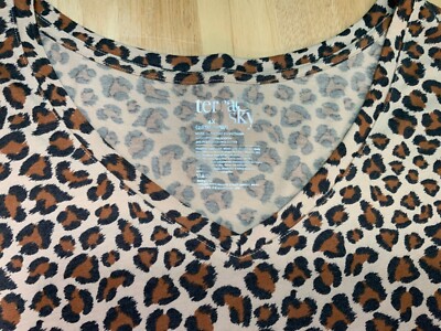 Women's Terra & Sky LS V-Neck T-Shirt has Leopard Print Sz 4X* | eBay