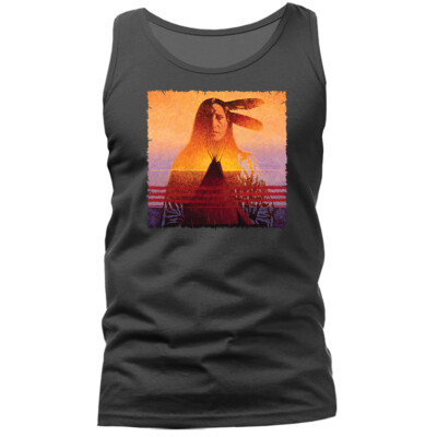 Two Feathers Wildlife Wilderness Native American Teepee Outdoor Tank Top