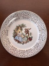 2 Triumph American Limoges made In USA China D’OR 22K GOLD Dinner Plate 10”.
