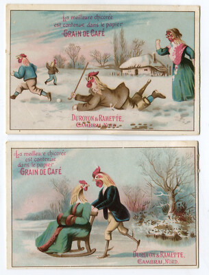 Glanzbilder Oblaten scraps Litho Winter  Tiere Schlittschuh Schlitten 10,4 cm