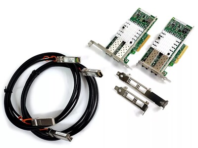 10G Network Kit 2x Intel X520-DA2 10 Gigabit NIC GBe SFP 2x 1m SFP+ Cable
