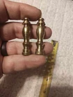 Pair Solid Turned Brass 1 3/4" Tall Lamp Finials - Standard Harp Thread