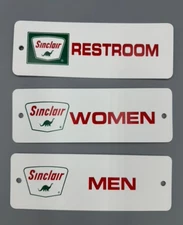 3 SINCLAIR RESTROOM Gas & Oil Service Station SIGN or KEY TAGS Vintage Advertise
