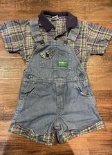 oshkosh b'gosh vestbak Vintage overall set plaid shirt shorts 3T /4T