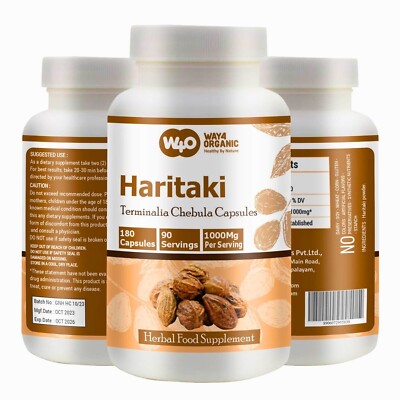 Haritaki Capsules   1000mg   180 Count   Terminalia Chebula - Digestive & Detox