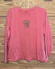 Life Is Good Women’s Crusher Long Sleeve Tee Pink Tree Size Large