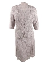 R&M Richards Women's Glitter Lace Dress & Jacket