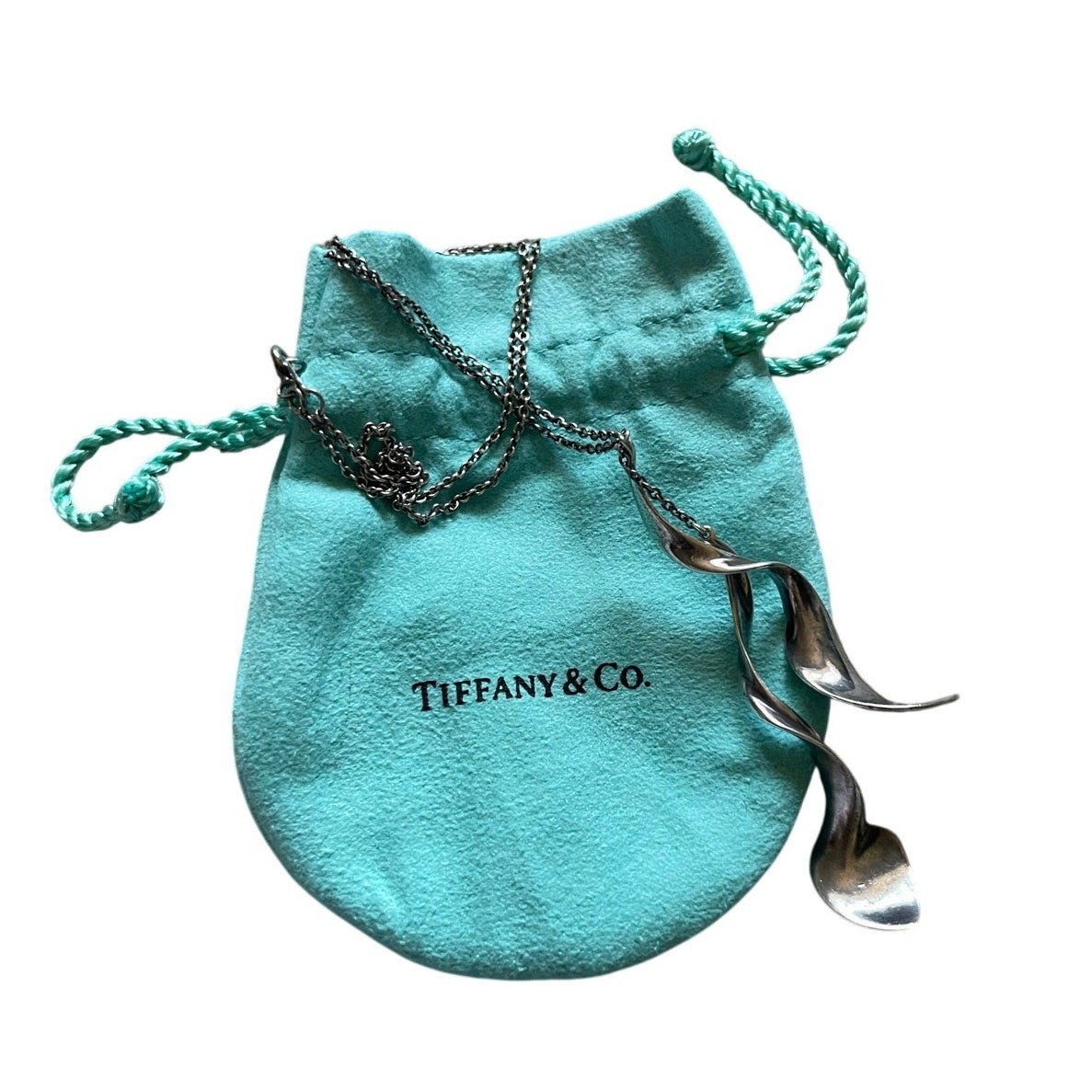 TIFFANY & CO Gehry Sterling Silver Double Orchid Unisex Pendant Necklace