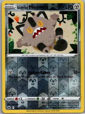 Galarian Meowth Common SWSH: Crown Zenith 084/159 NM