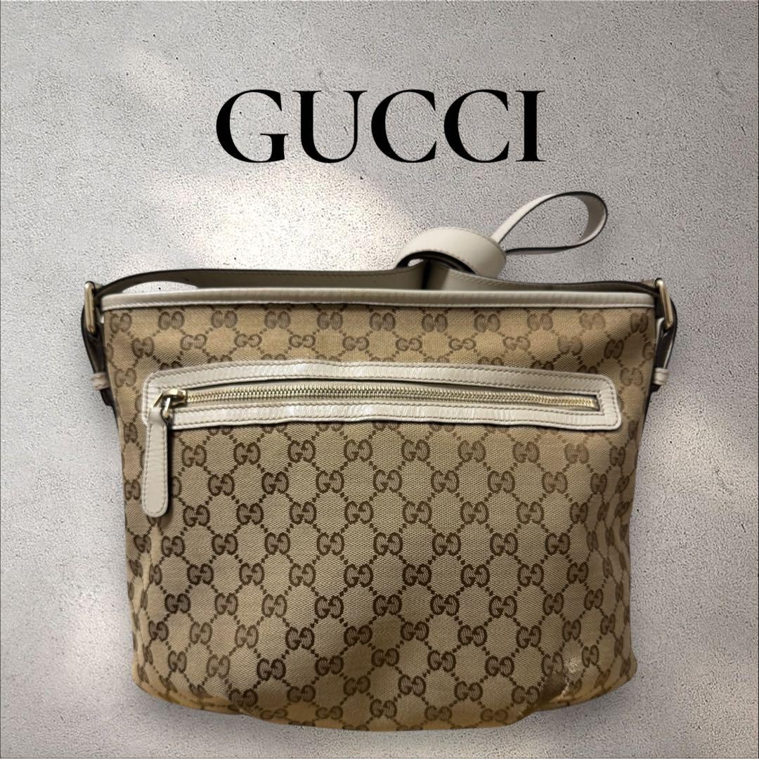 GUCCI GG monogram shoulder bag large A4 size preowned luxury