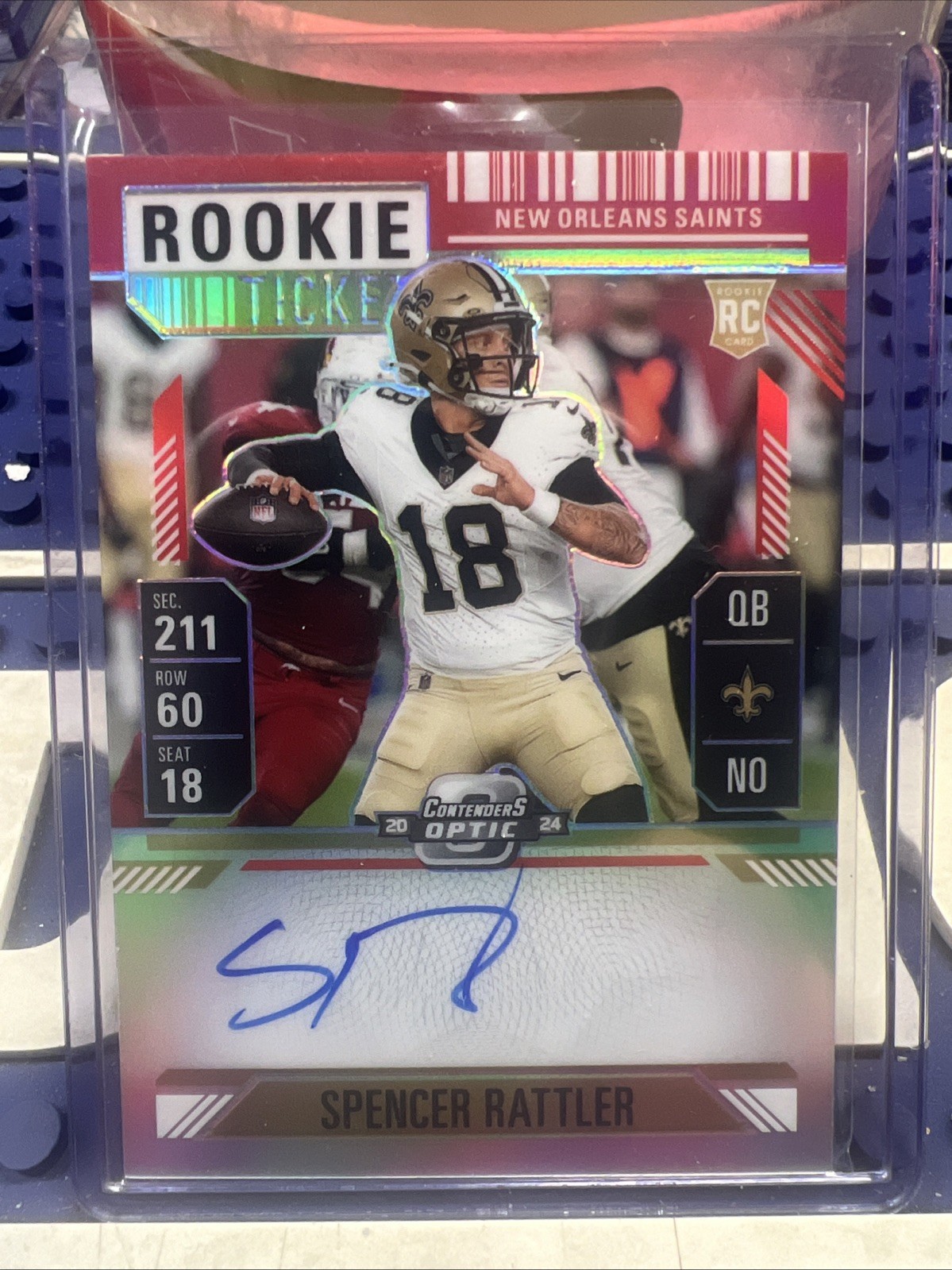 2024 Panini Contenders Optic Spencer Rattler Red Rookie Ticket Auto 140/175 (RC)