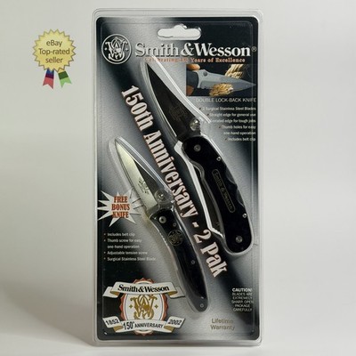 NEW Smith & Wesson 150th Anniversary Golden Issue Pocket Knife 2 Pak  SEALED