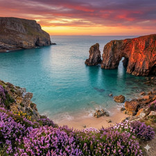 Ocean Cliff Sunset HD Wallpaper Digital Download PNG Desktop Phone Backg...