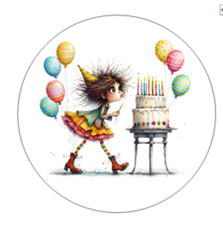 Happy Birthday Handmade Stickers Scrapbook Planner Envelope Label Funny Lady