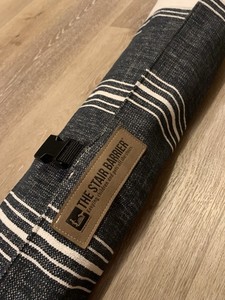 The Stair Barrier Fabric Safety Gate 31”x42” BLK. & White Striped, Kids & Pets