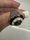 Enamel Ring Tigers Evil Eye Gemstone Statement Silver Art Deco Black Size 7.5 — photo 4