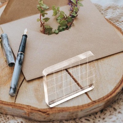 3pcs Acrylic Stamping Blocks Clear With Grid Lines For Scrapbooking