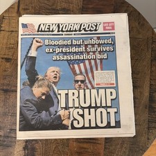 Iconic New York Post Trump Shot Sunday Newspaper July 14, 2024 Piece of History