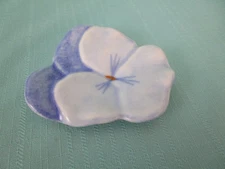 Vintage Ernestine Cannon Salerno Italy Hand Painted Blue Pansy Ceramic Dish