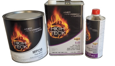 High Teck HFP150 Frost White Basecoat Paint Gallon GM WA8624 & 8100 Clearcoat