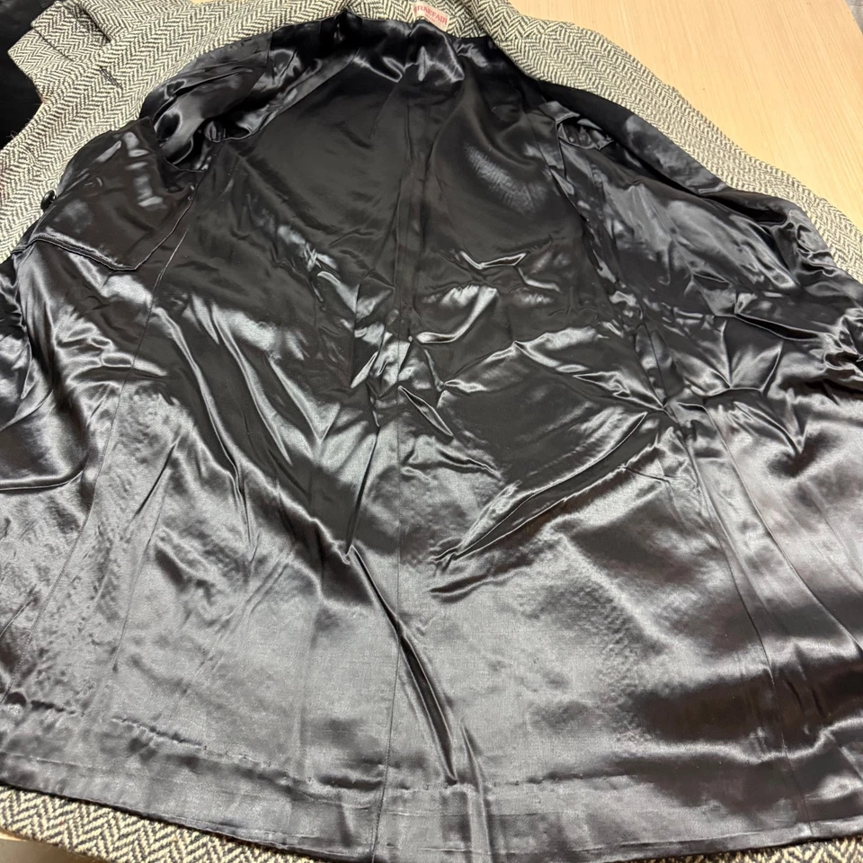 Abrigo Top Abrigo Mujer Tweed Vintage Años 90 Espiga Blanco y Negro S Braefair Foto 3 de 4