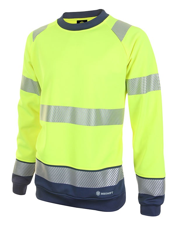 Beeswift Deltic Hi-Vis Two-Tone Sweatshirt Saturn Yellow / Navy Size XXL