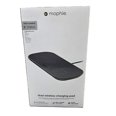 Mophie Dual Wireless Fast Charging Pad up To 2 Devices & Additional USB Port-BLK
