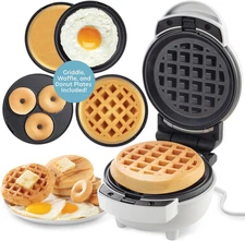 3 in 1 Mini Breakfast Maker- Make Mini Waffles Donuts Pancakes or Eggs All in 1 