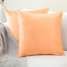 Velvet Throw Pillow Covers, No Inserts 18"x18" 18" x 18" Pack of 2 Peach