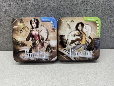 Asmodee Timeline Inventions And Diversity Card Game Tin Lot Of 2 Both Complete